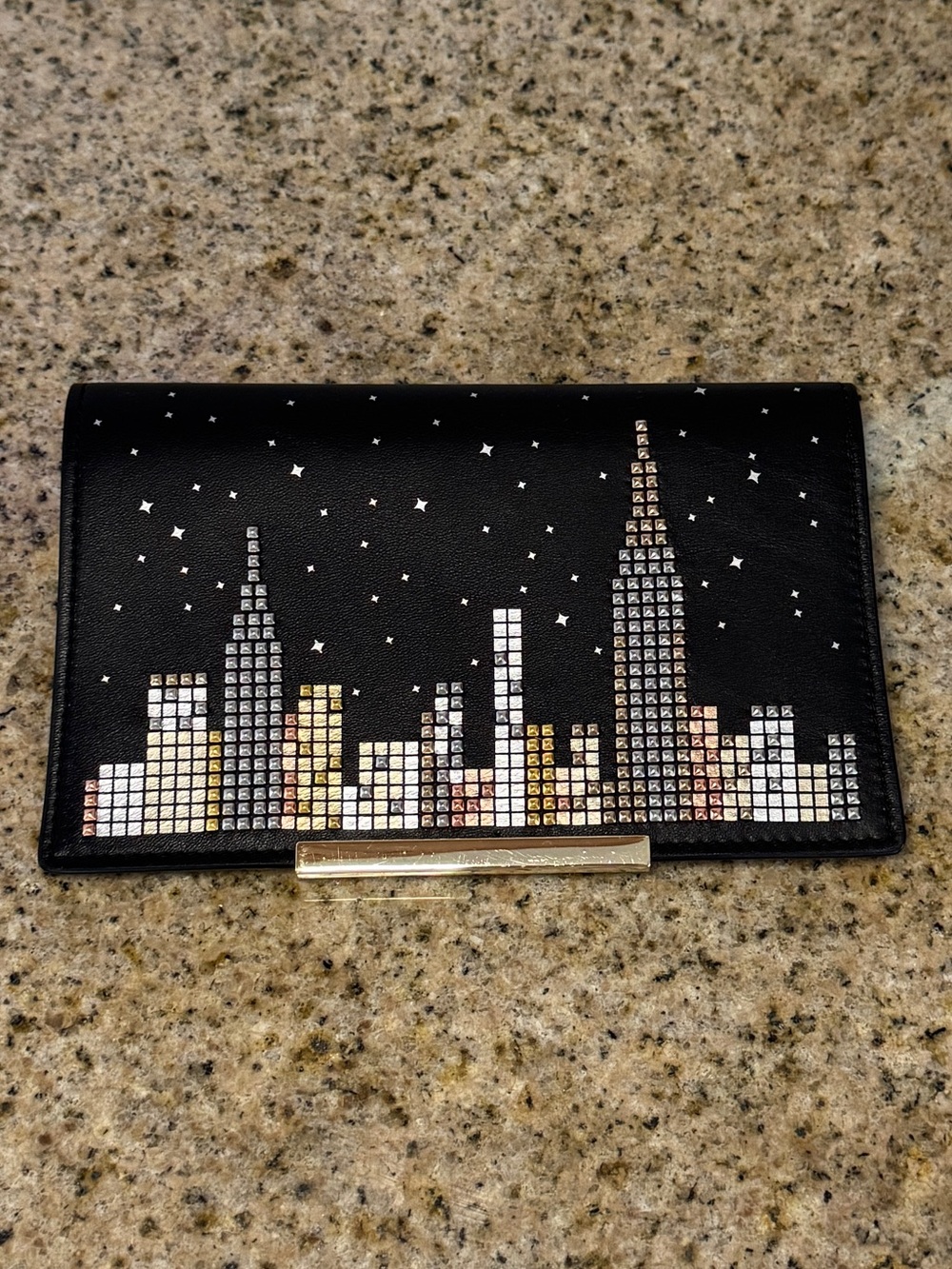 Kate Spade x Empire State Building Black Leather Studded Make It Mine Flap